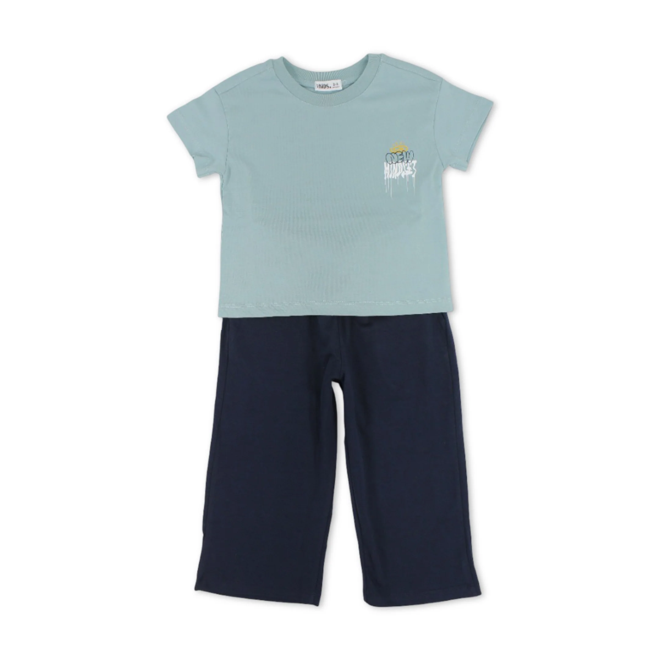 Boys Cotton Pajama – Mint with "New Mindset" Print
