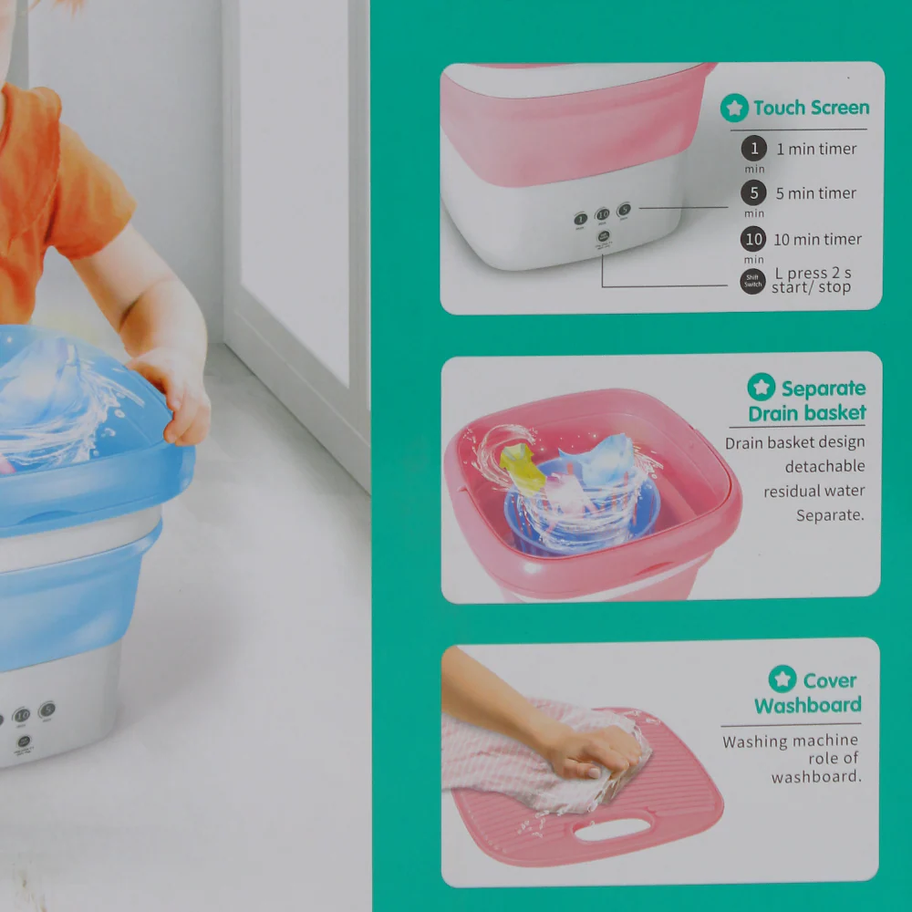 Child Fold Wash Machine – Pink - Image 2