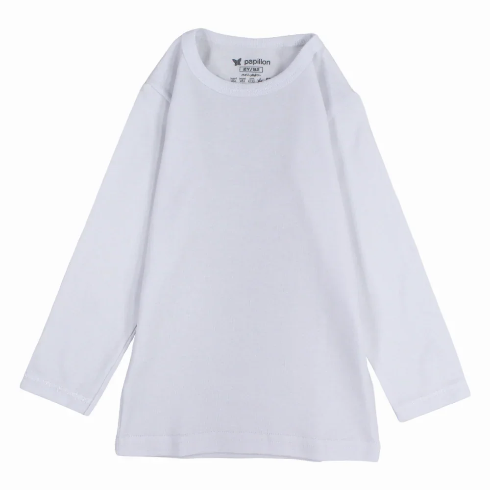 Boys Cotton Long-Sleeved Undershirt – White