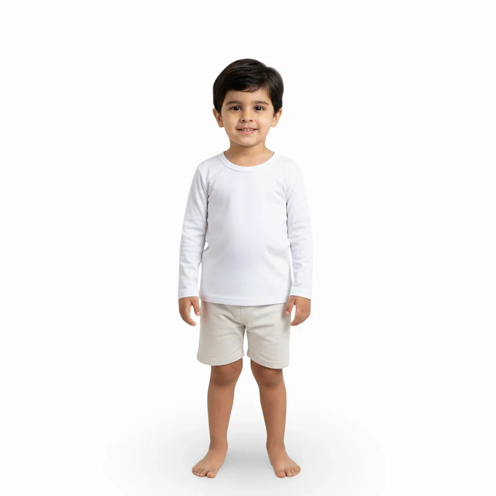 Boys Cotton Long-Sleeved Undershirt – White - Image 2