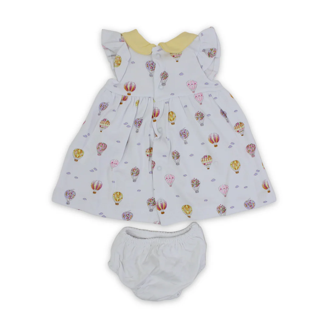 Baby Girls Cotton Dress – Balloons Print 2Pcs - Image 5