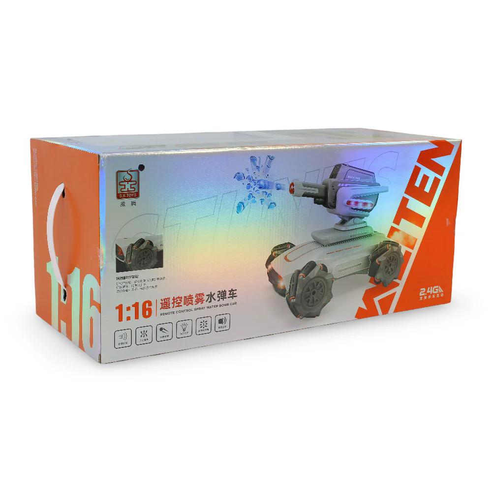 Remote Control Toy Car with a Water Bomb and Spray Feature – White - Image 2