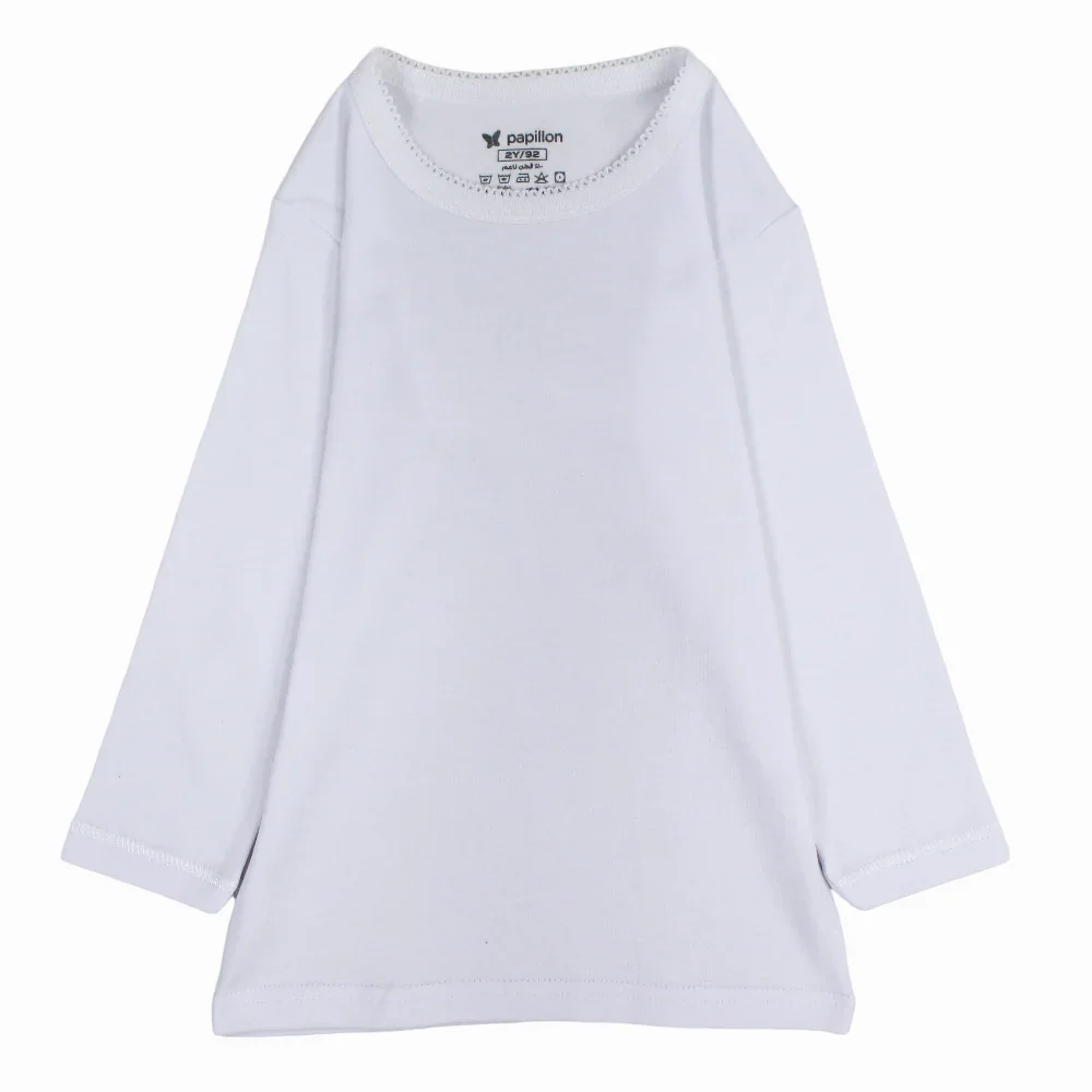 Girls Cotton Long-Sleeved Undershirt – White