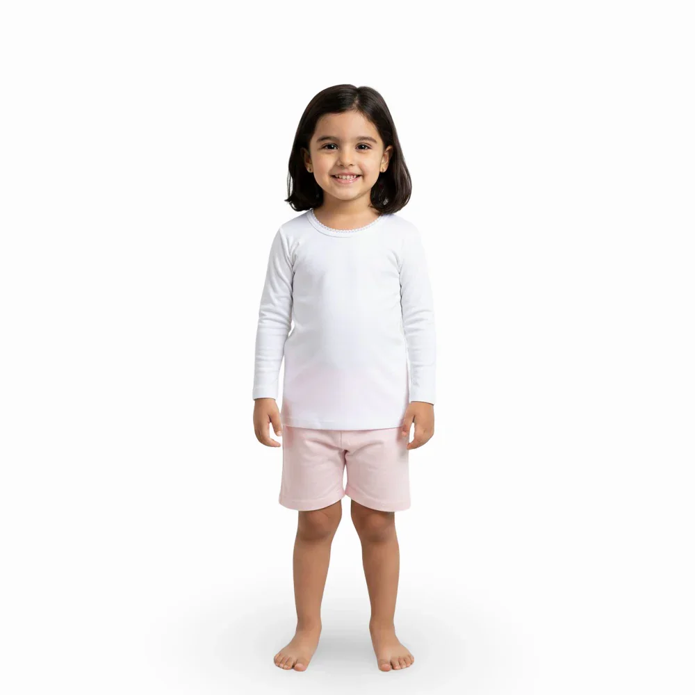 Girls Cotton Long-Sleeved Undershirt – White - Image 2