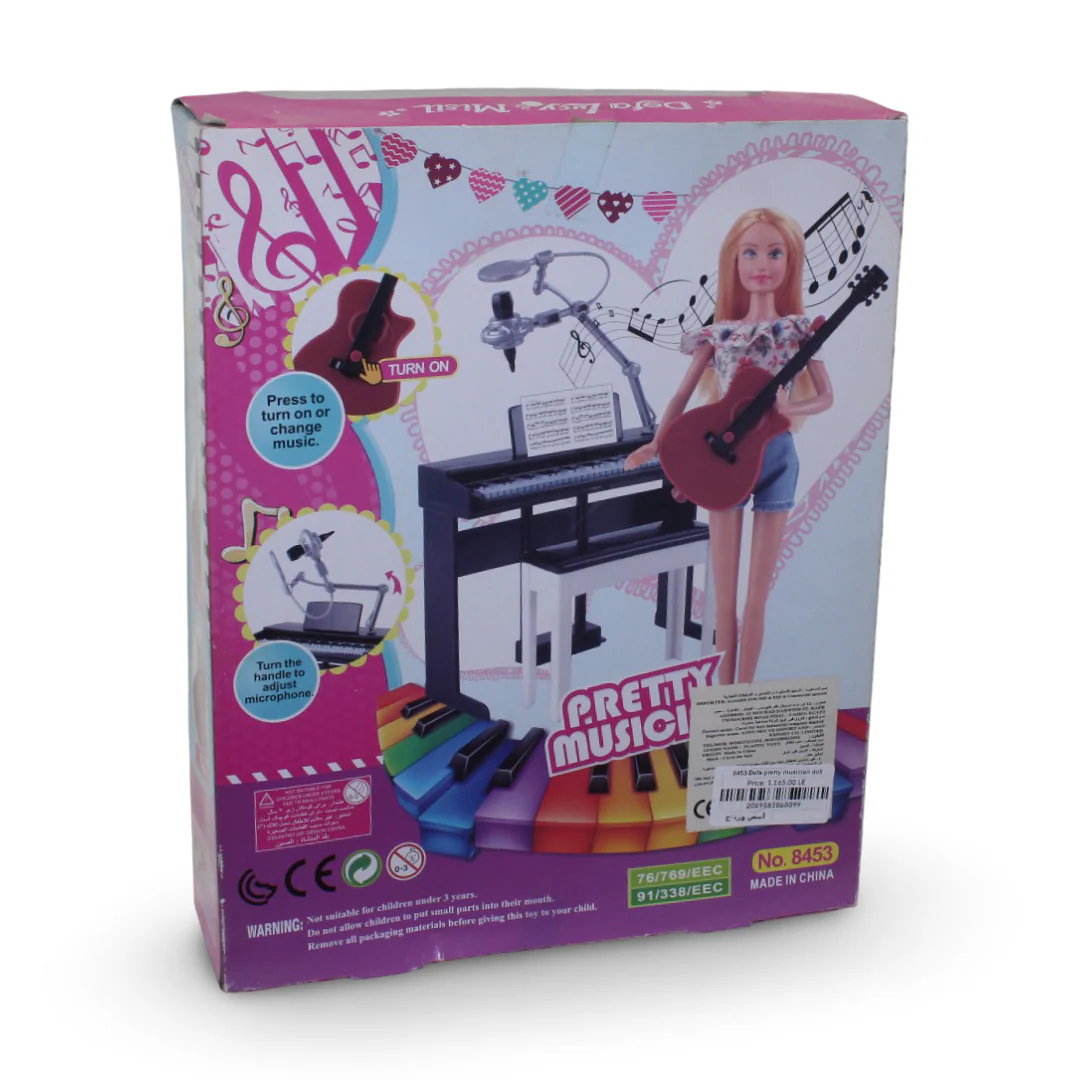 Defa Lucy Pretty Musician Fashion Doll Play Set – White with Flowers Outfit - Image 2