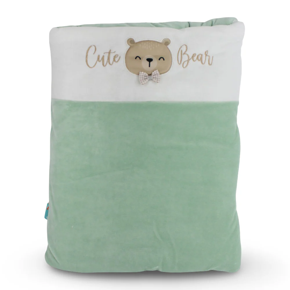 Baby Girls Velvet Baby Sleeping Bag – Mint with Bear Design