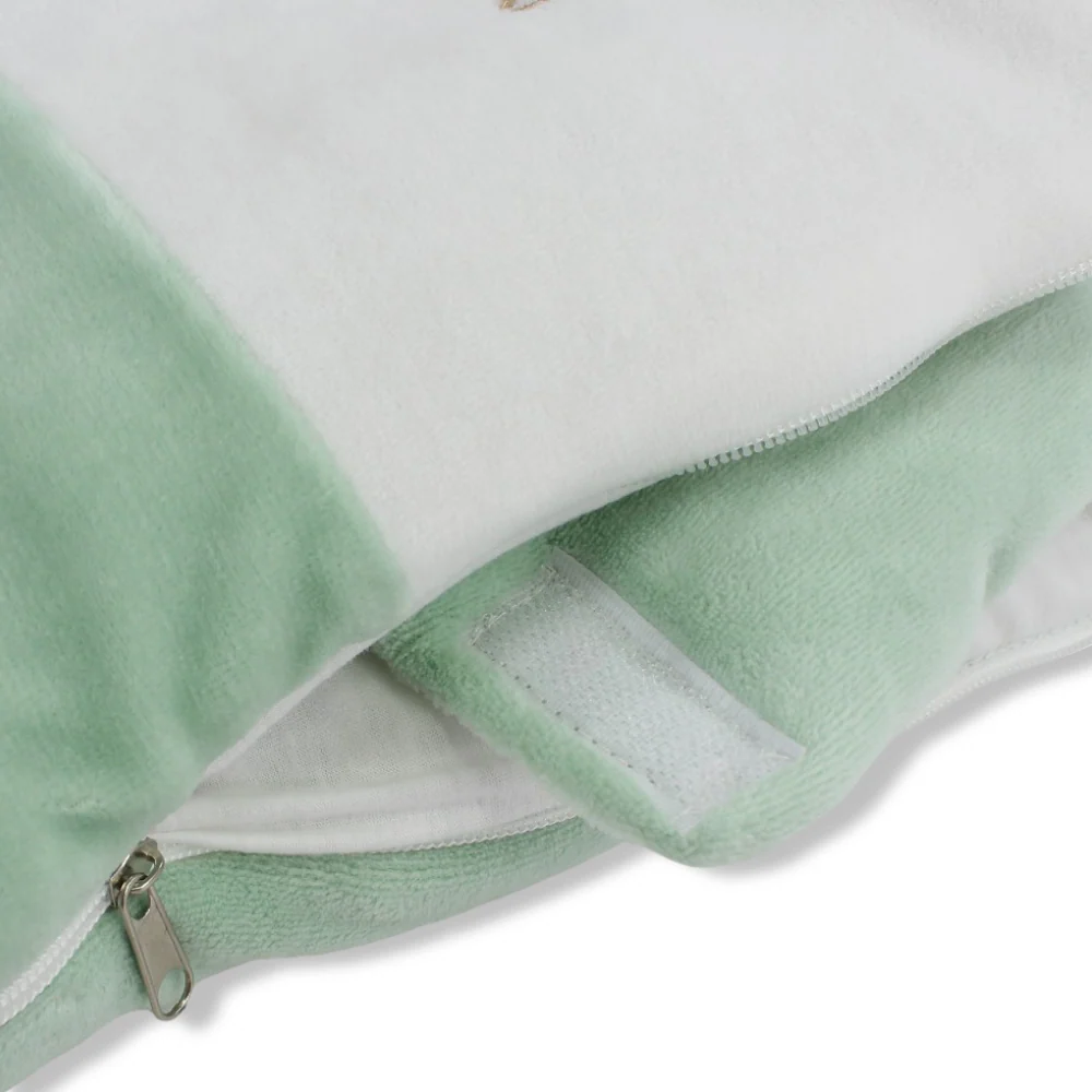 Baby Girls Velvet Baby Sleeping Bag – Mint with Bear Design - Image 4