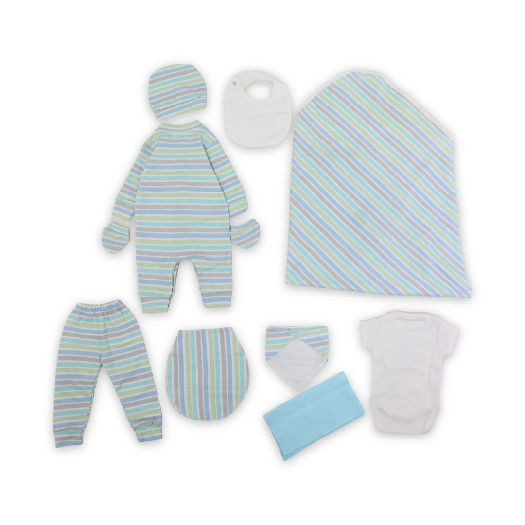 Baby Boys Cotton Gift Clothes Box – Aqua & White - Image 2