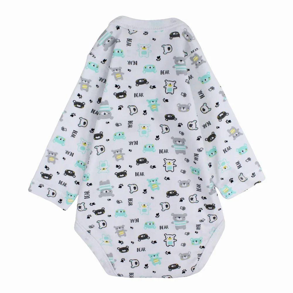 Unisex Baby Cotton Long-Sleeved Underwear Printed Bodysuit - Assorted Prints - Image 12
