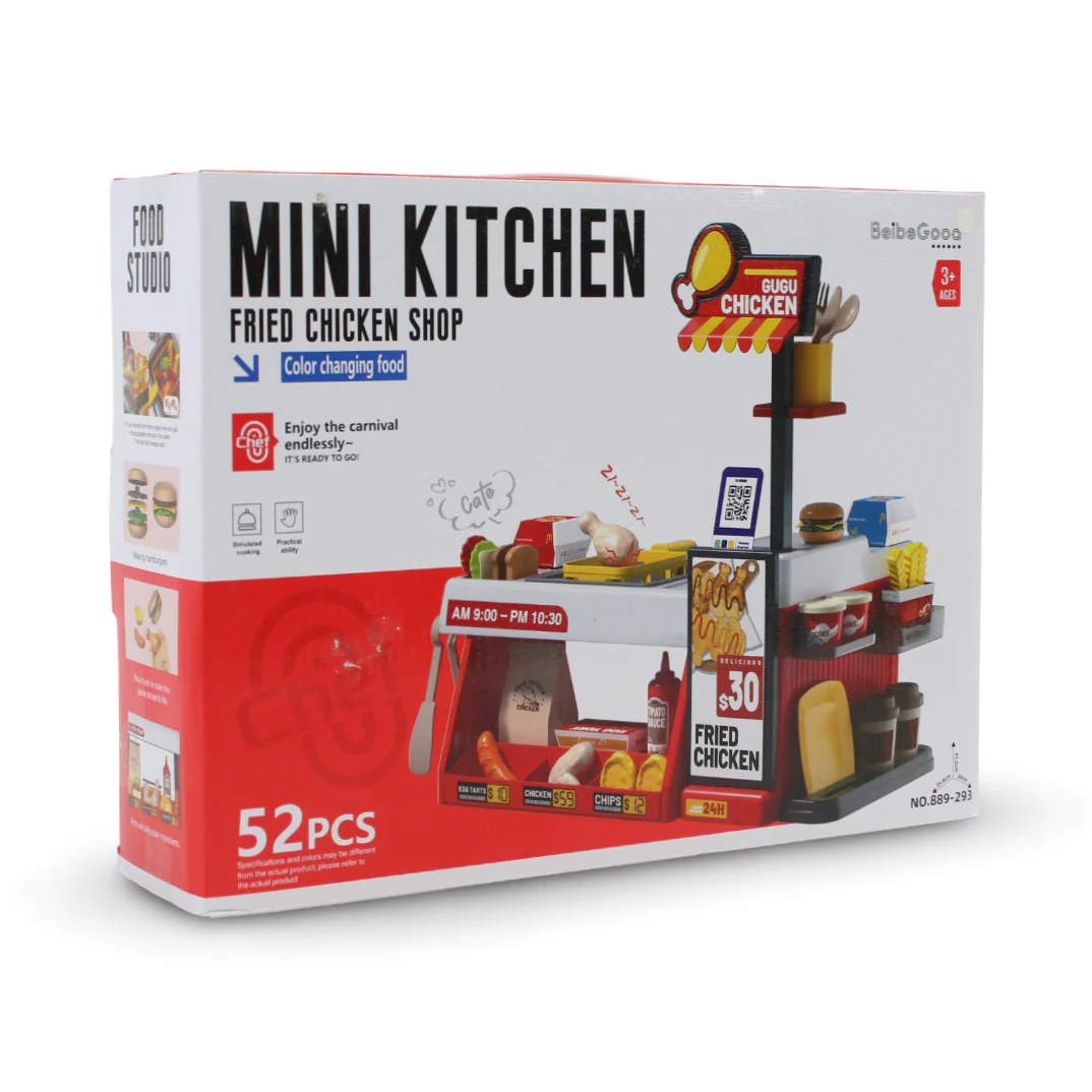Beibe Good Mini Kitchen Fried Chicken Shop Playset – 52 Pcs - Image 2