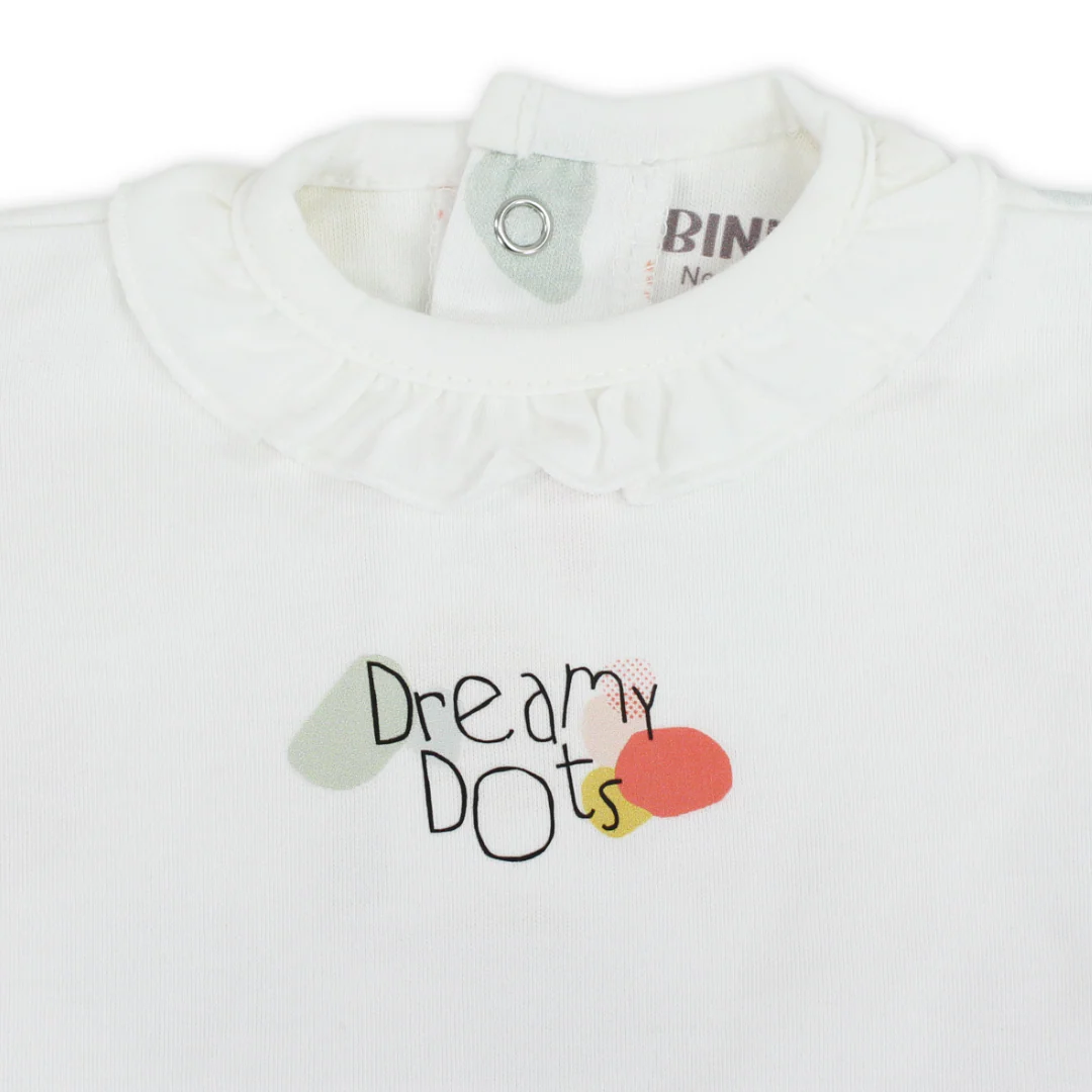 Baby Girls Cotton Romper – Off-White with "Dreamy Dots" Print - Image 3