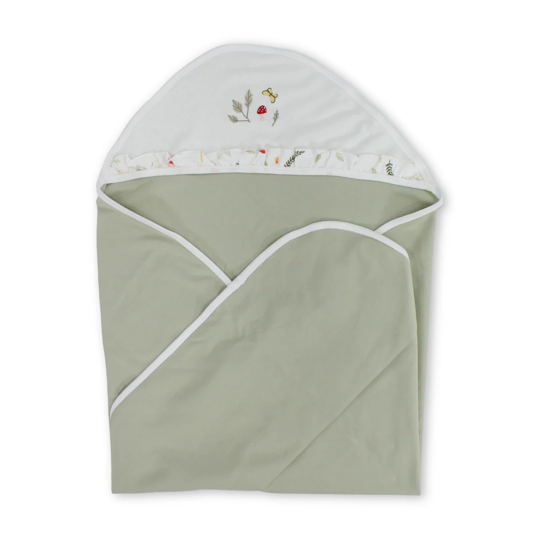 Cotton Baby Blanket – Off-White & Pestage