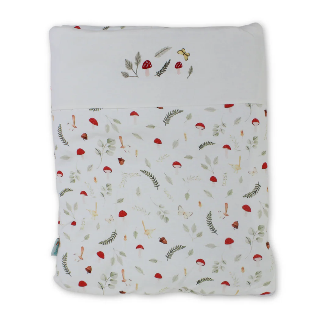 Cotton Baby Port – Off-White with Mushroom & Leaves Print