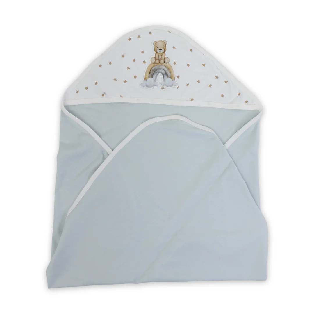 Cotton Baby Blanket – with Teddy Bear Sitting Rainbow Print - Image 6