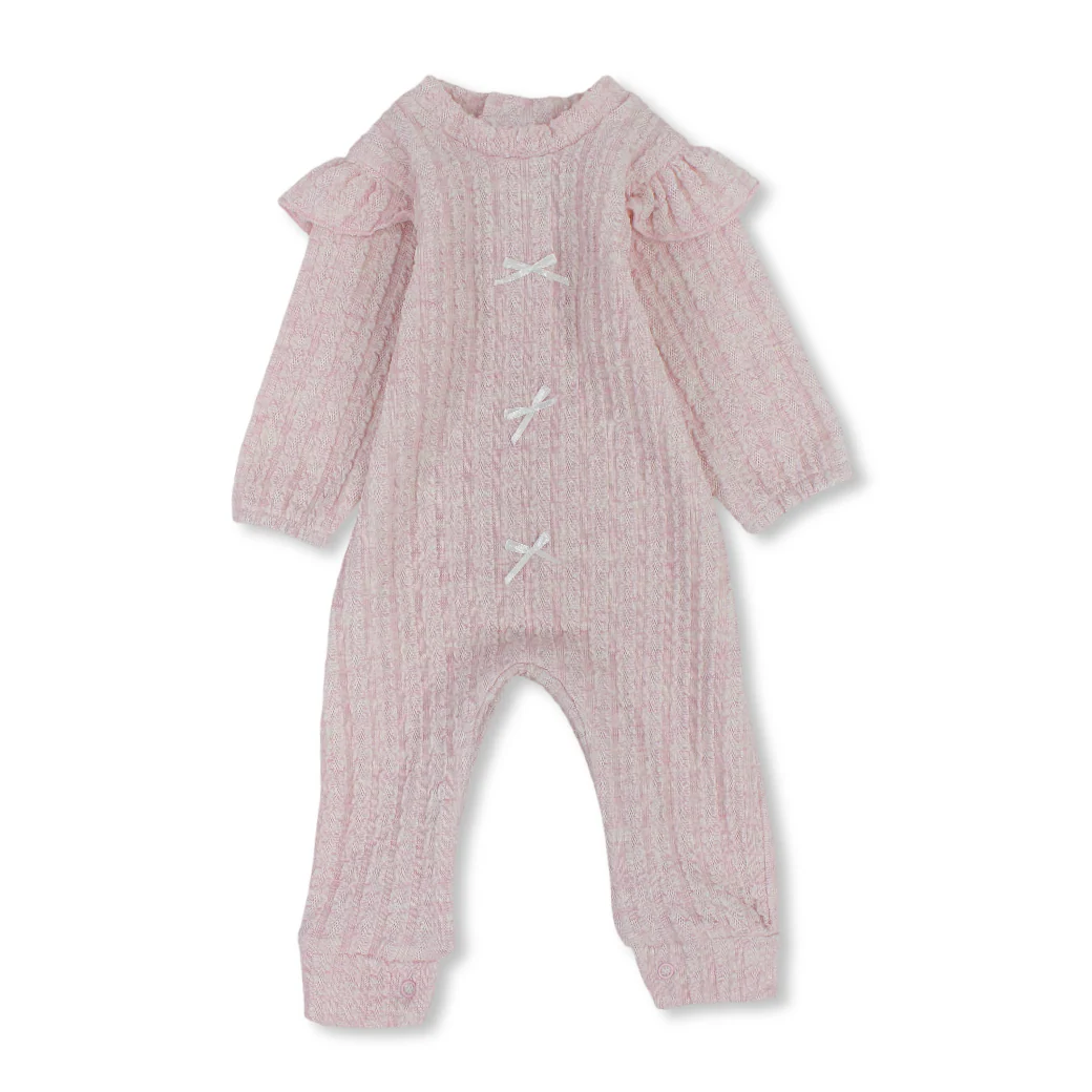 Baby Girls Cotton Baby Footie – Bows Design - Image 4
