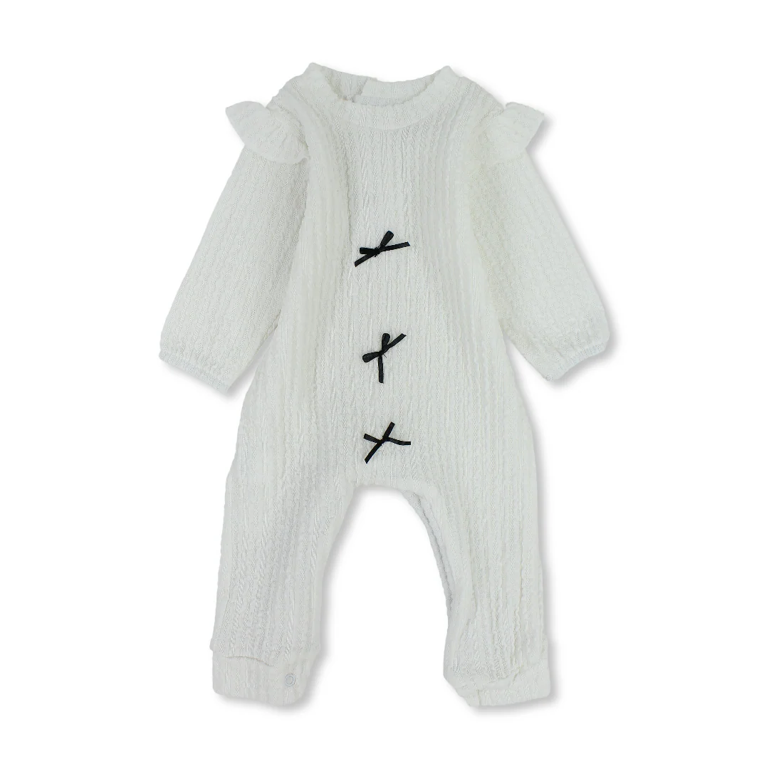 Baby Girls Cotton Baby Footie – Bows Design - Image 6