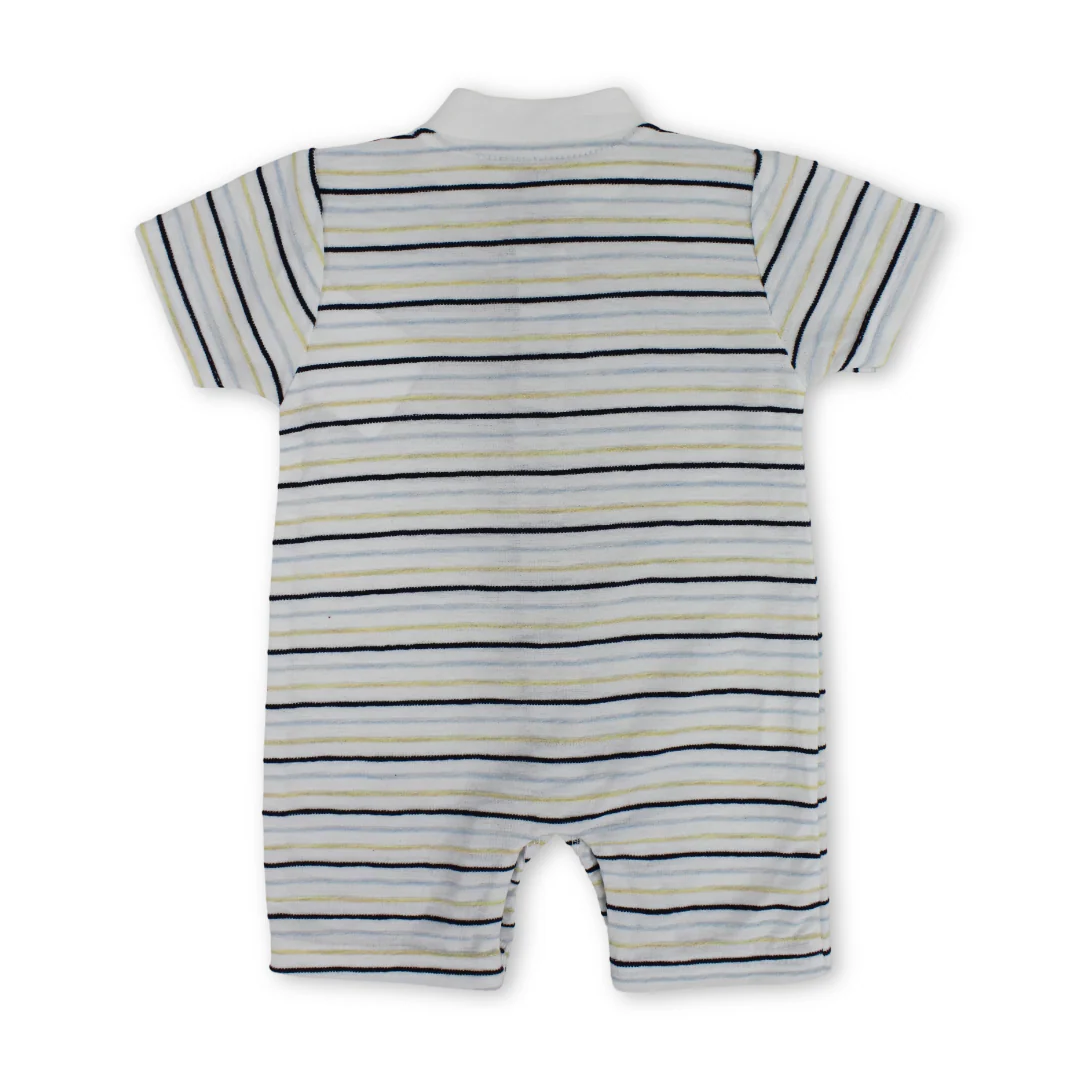 Baby Boys Cotton Romper – Striped Print - Image 2