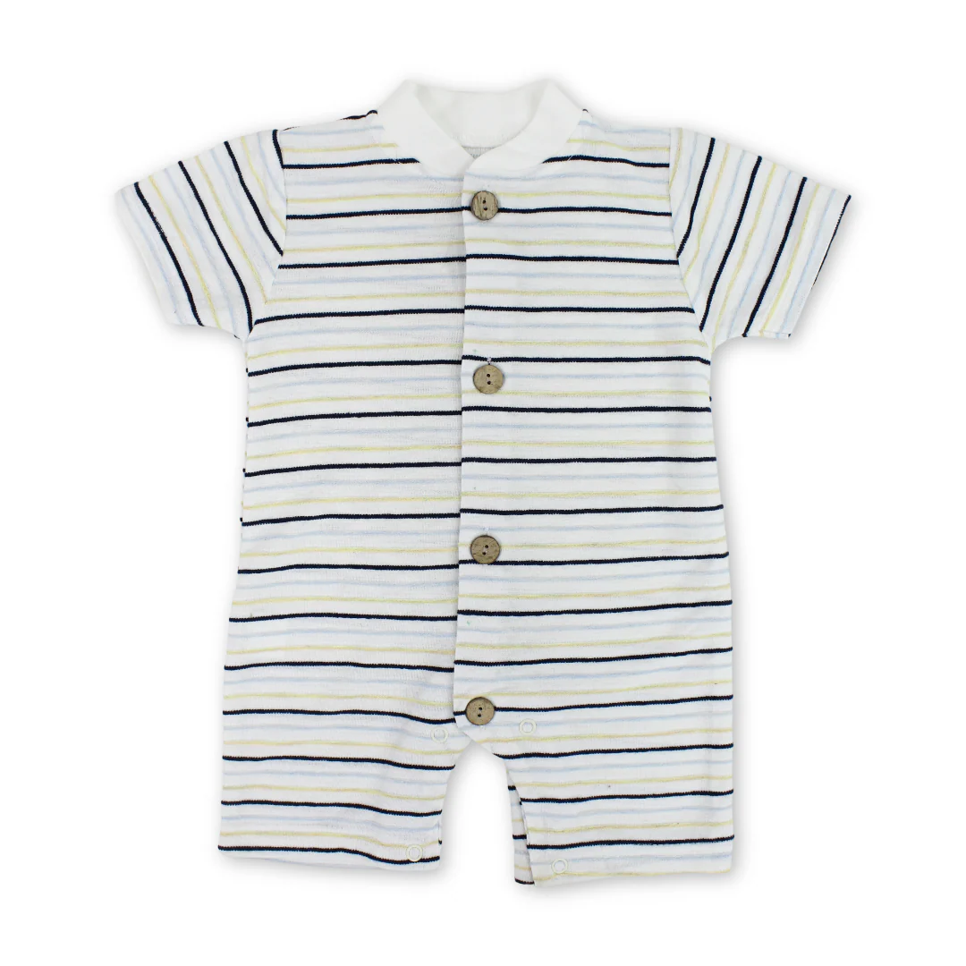Baby Boys Cotton Romper – Striped Print