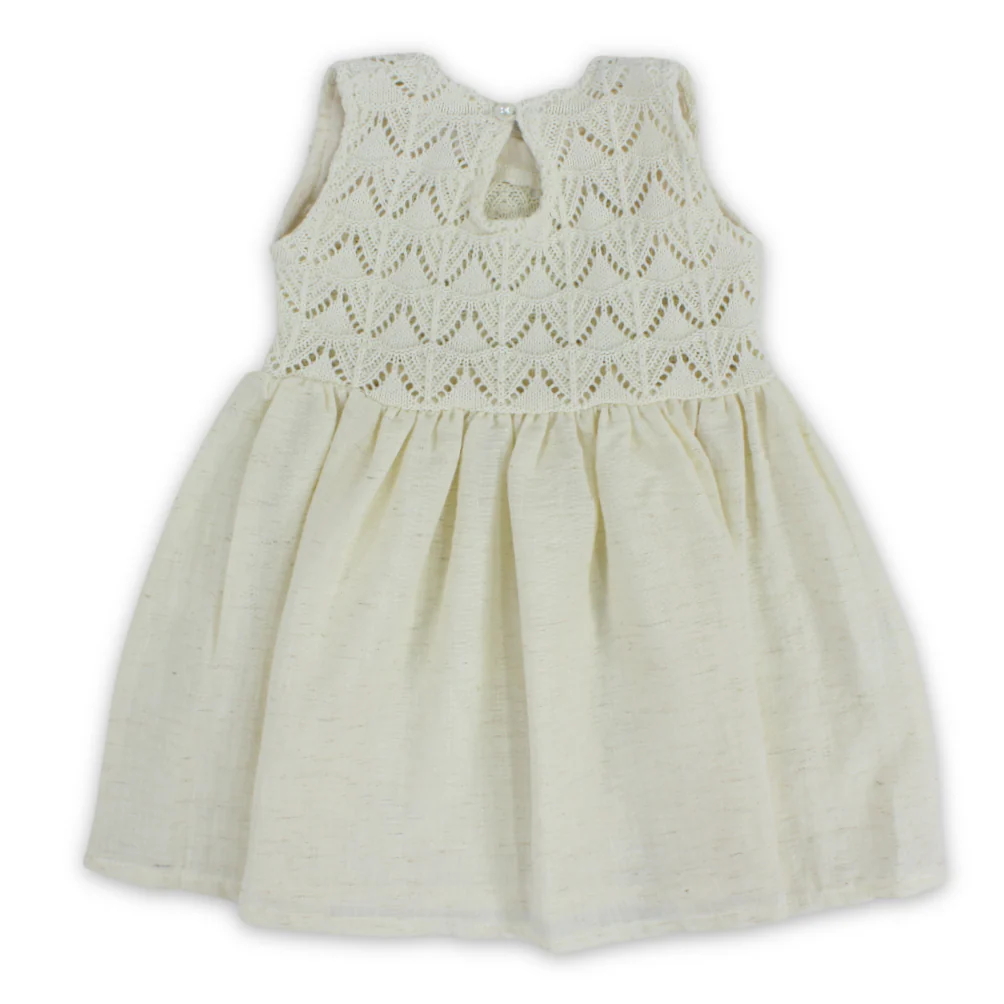 Baby Girls Linen Dress – Off-White - Image 2