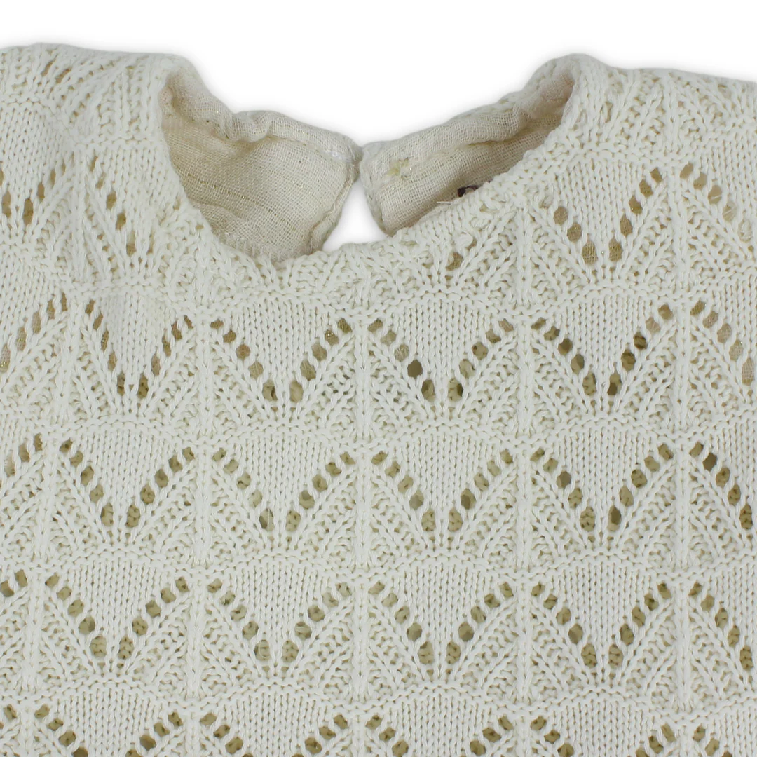 Baby Girls Linen Dress – Off-White - Image 3