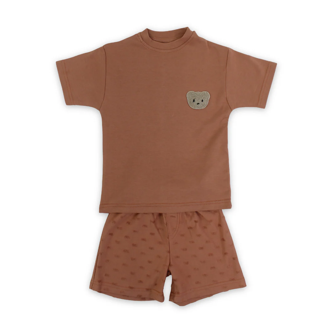 Unisex Baby Cotton Outfit Set – Bear Face Embroidery - Image 4