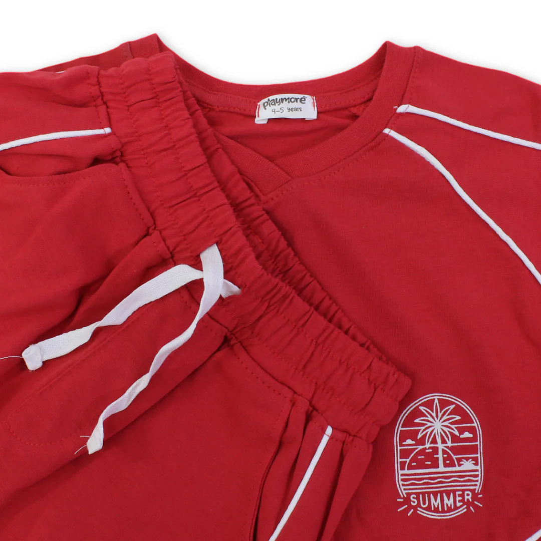 Unisex Baby Red "Summer" Cotton Outfit Set - Image 7