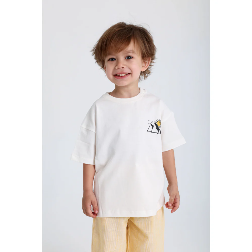 Unisex Baby Off-white Pyramids Cotton T-Shirt