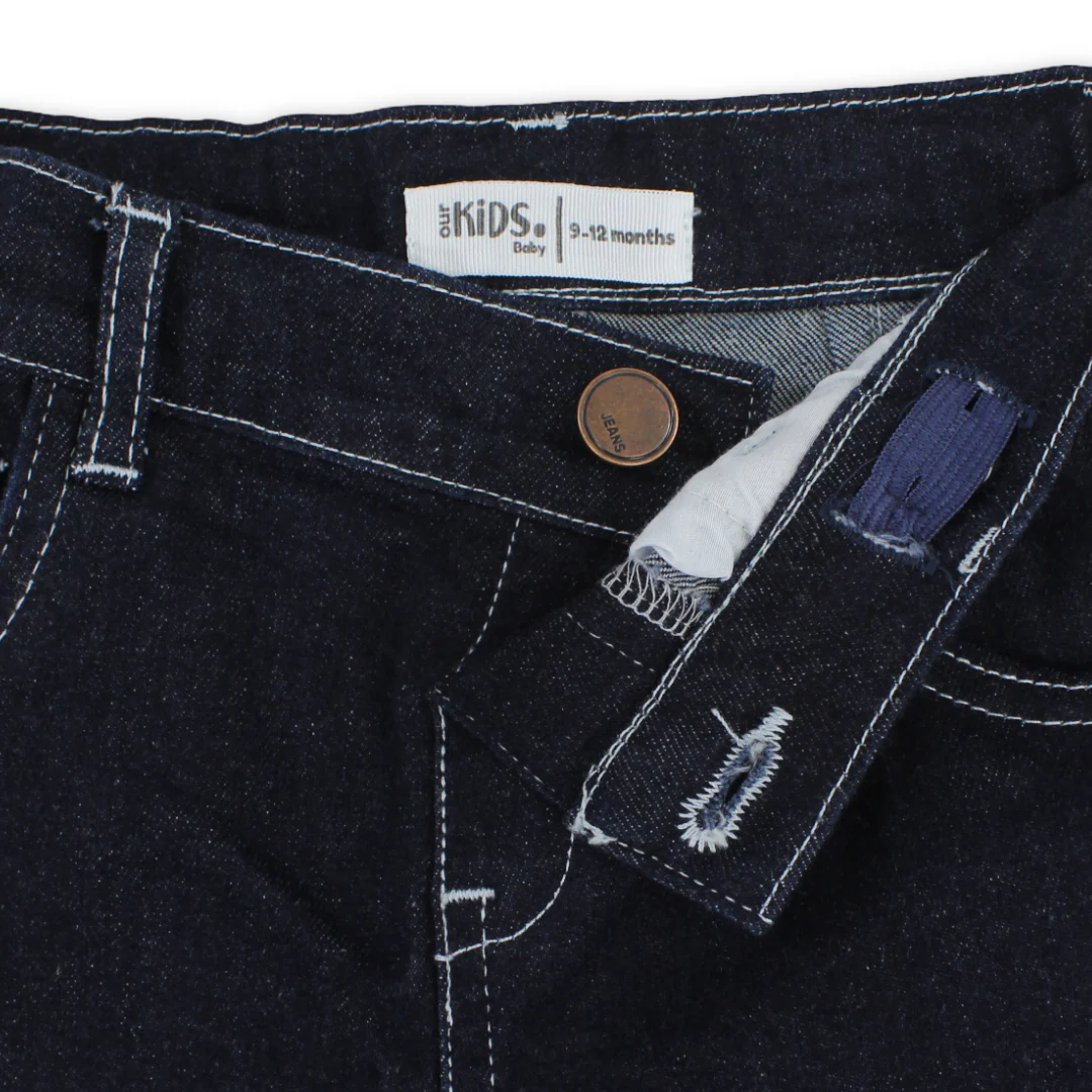 Unisex Baby Denim Pants – Dark Blue - Image 3