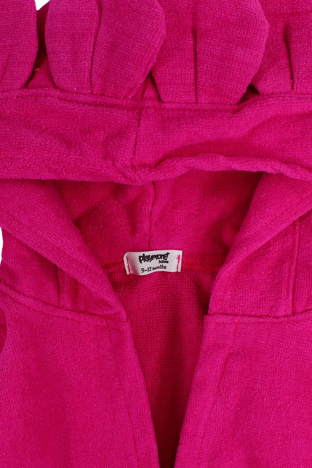 Baby Girls Plush Swim Robe – Fuchsia with Smiling Flowers Design - Image 3