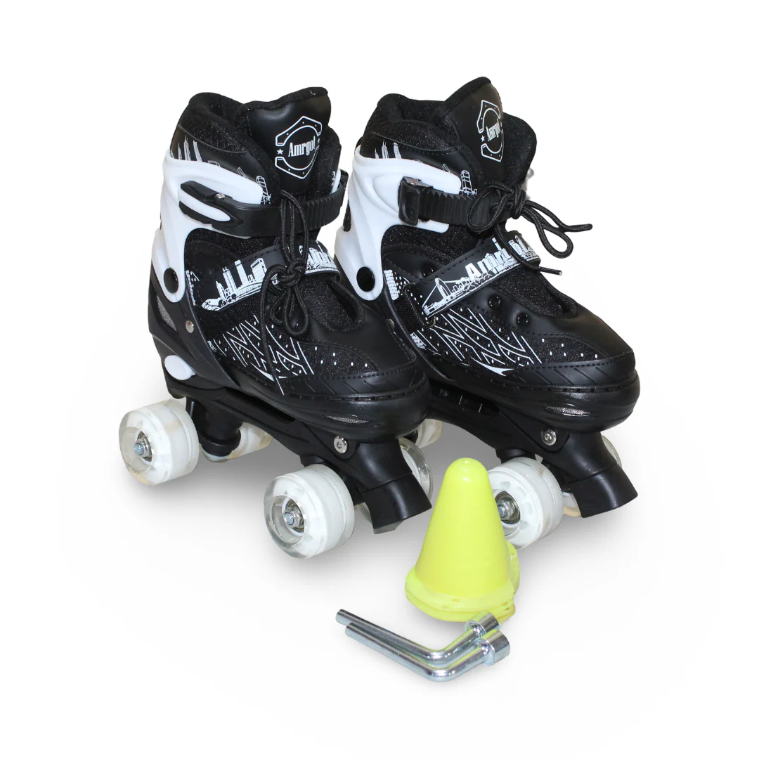 Children's Roller Skates Medium Size – Black & White