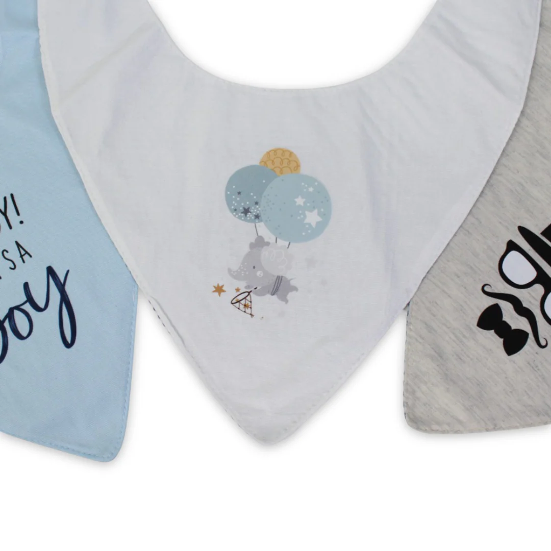Cotton Baby Bib with Man's Face Print – (Pack Of 3) - Image 6