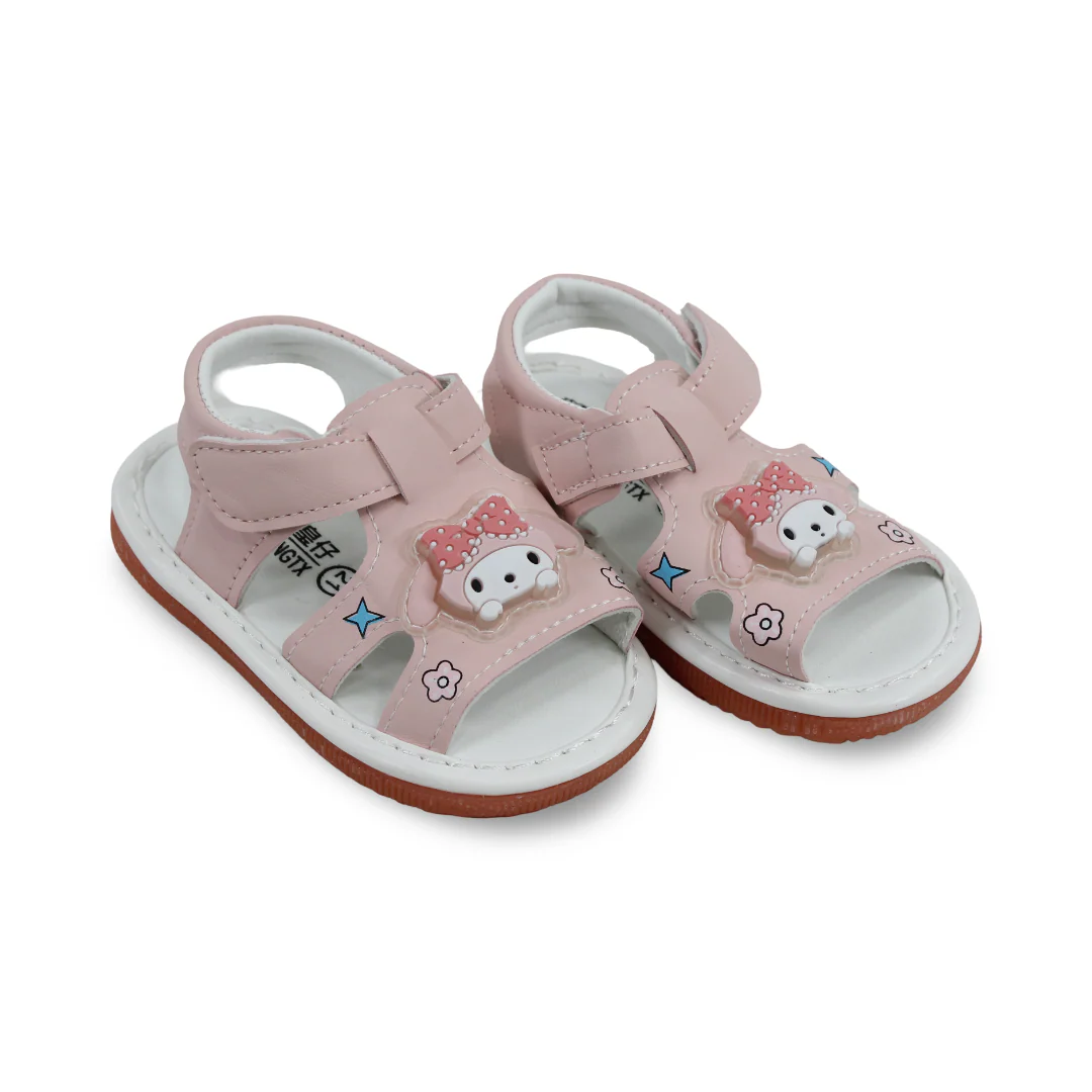 Baby Girls Leather Sandal – Pink with Kuromi Design