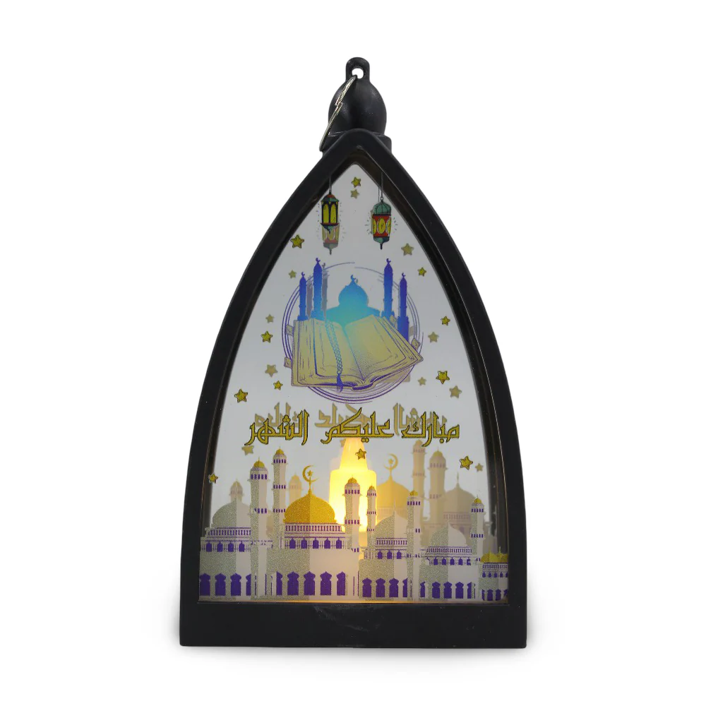 Acrylic Ramadan Lantern with Candle - White
