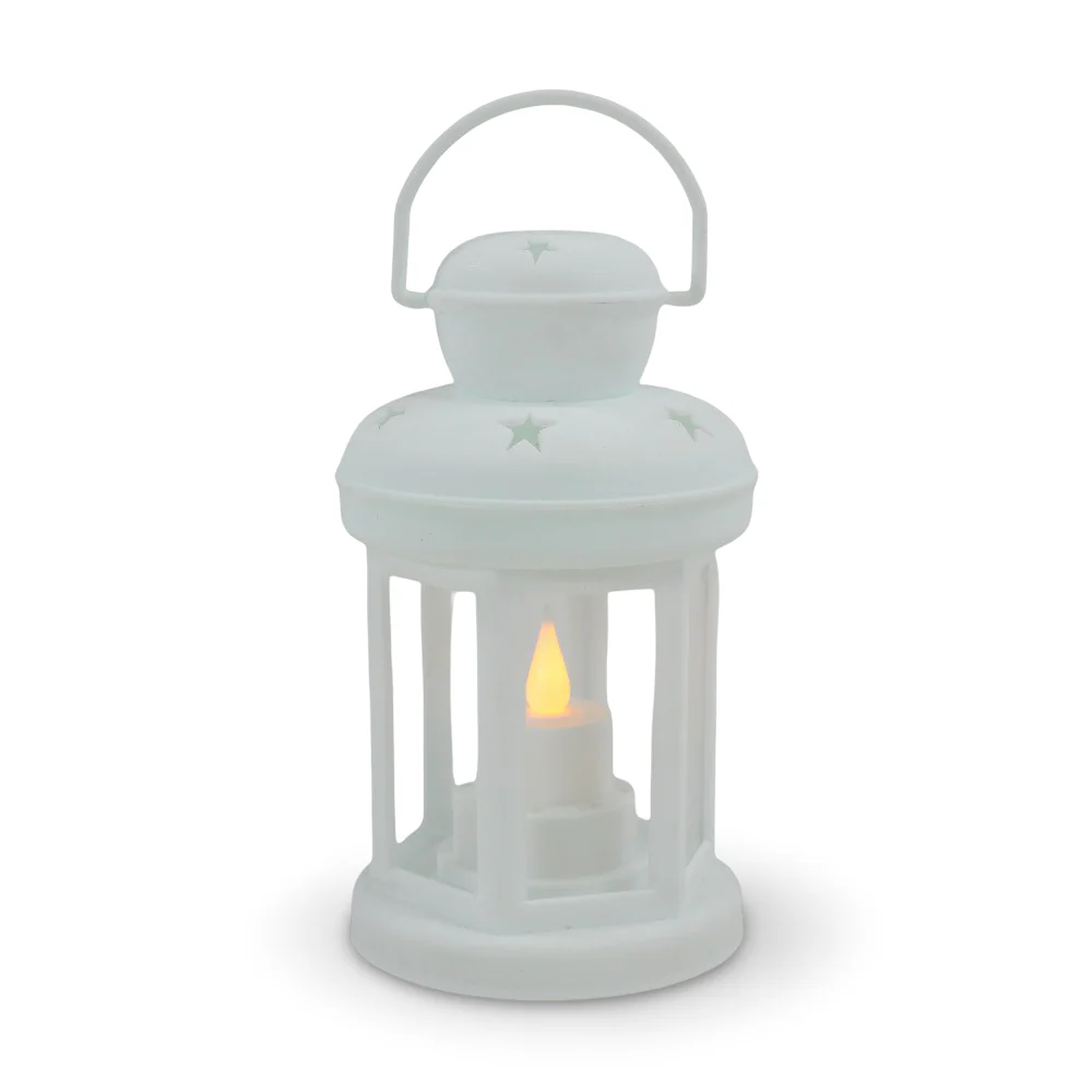 Acrylic Ramadan Lantern with Candle - White