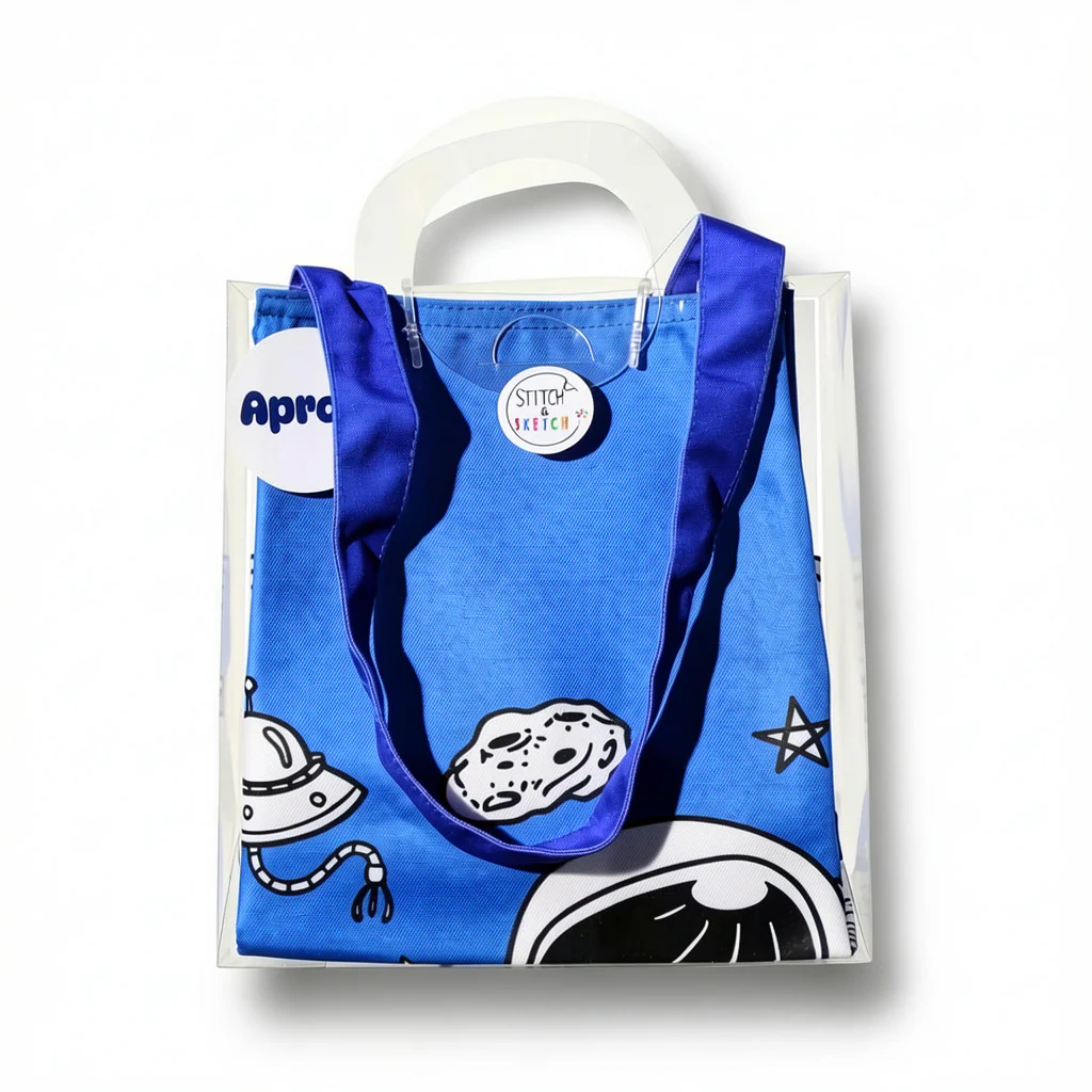 Space Coloring Apron + Doms Extra Long Wax Crayons Set - Image 2