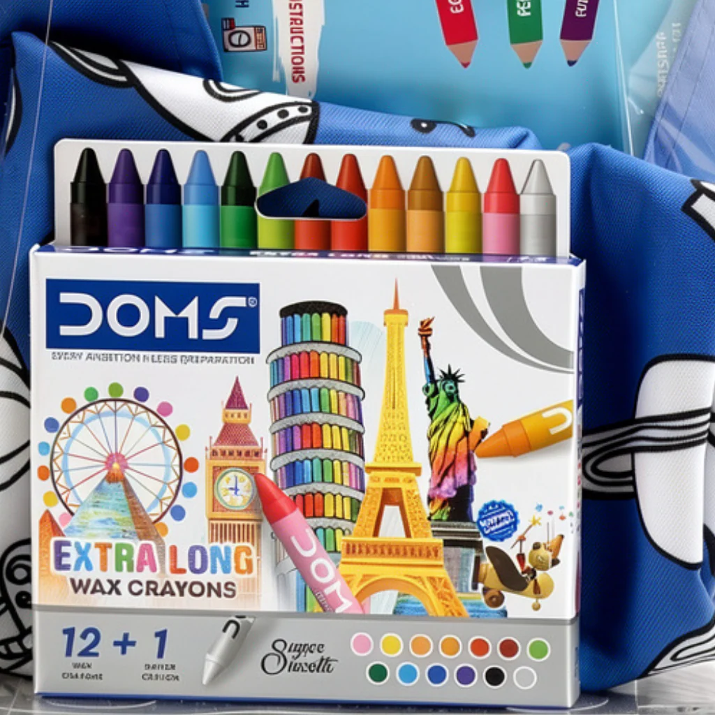 Space Coloring Apron + Doms Extra Long Wax Crayons Set - Image 3