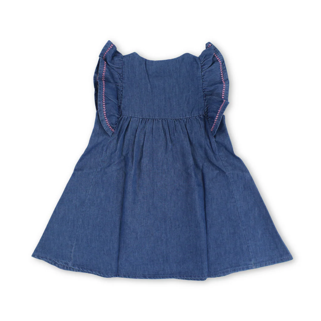Baby Girls Denim Dress – Navy - Image 2