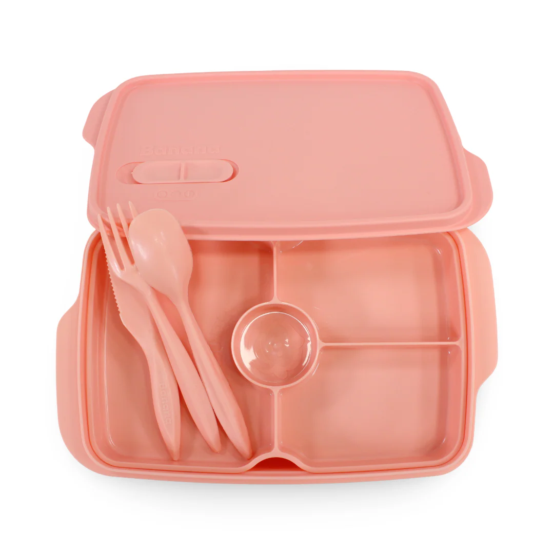 Banana Lunch Box with Splitter 2 Levels 1.5L – Salmon - Image 3