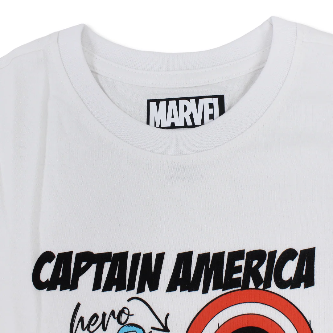 Boys Cotton Short-Sleeved T-Shirt – White with Captain America Print - Image 3
