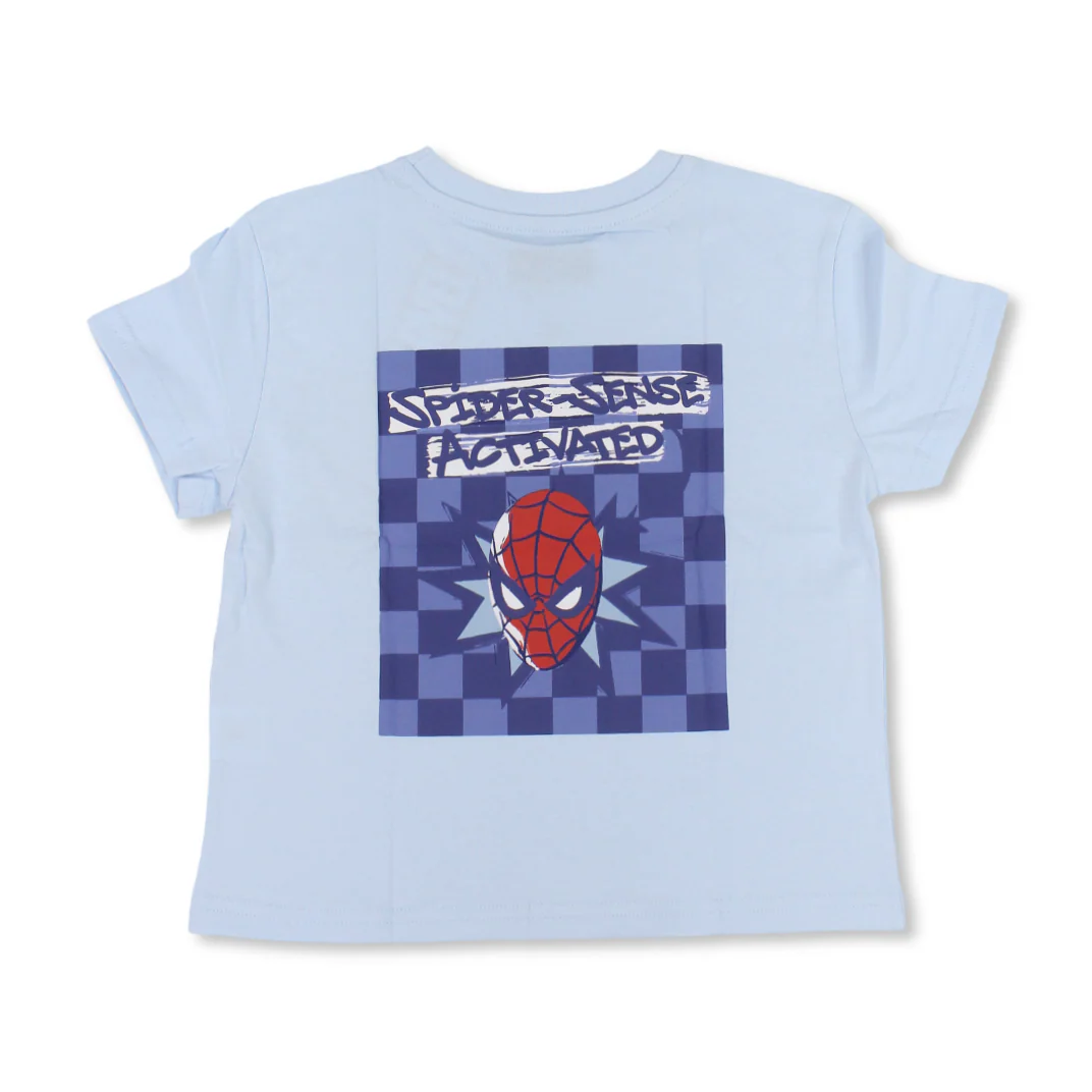 Boys Cotton Short-Sleeved T-Shirt – Nantucket Breeze with Spider-Man Patch Print - Image 2