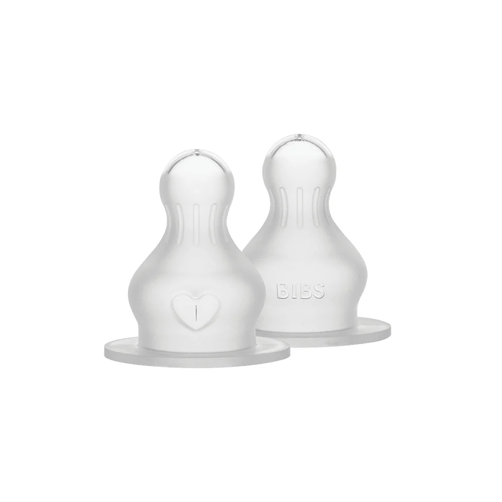 BIBS Baby Bottle Nipple Round Silicone Pack of 2 – Slow Flow