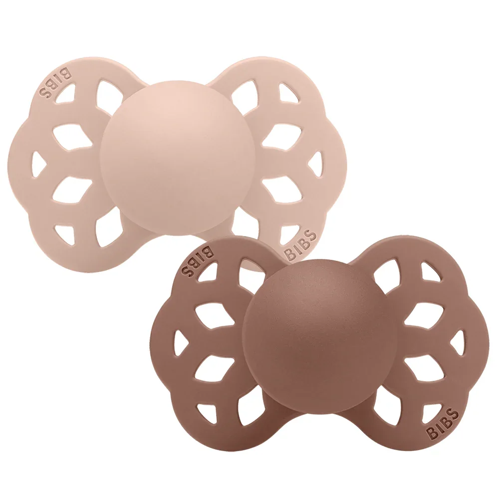 BIBS Infinity Pacifier 2-Pack Anatomical Silicone Size 2 – Blush/Woodchuck