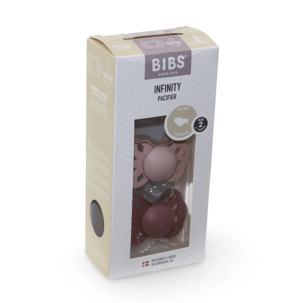 BIBS Infinity Pacifier 2-Pack Anatomical Silicone Size 2 – Blush/Woodchuck - Image 4
