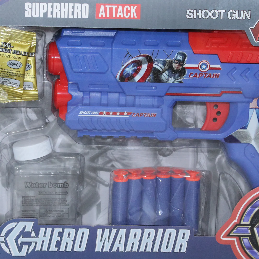 Captain America 2-in-1 Water Bullet Gun and Action Figure Toy Set - Image 3