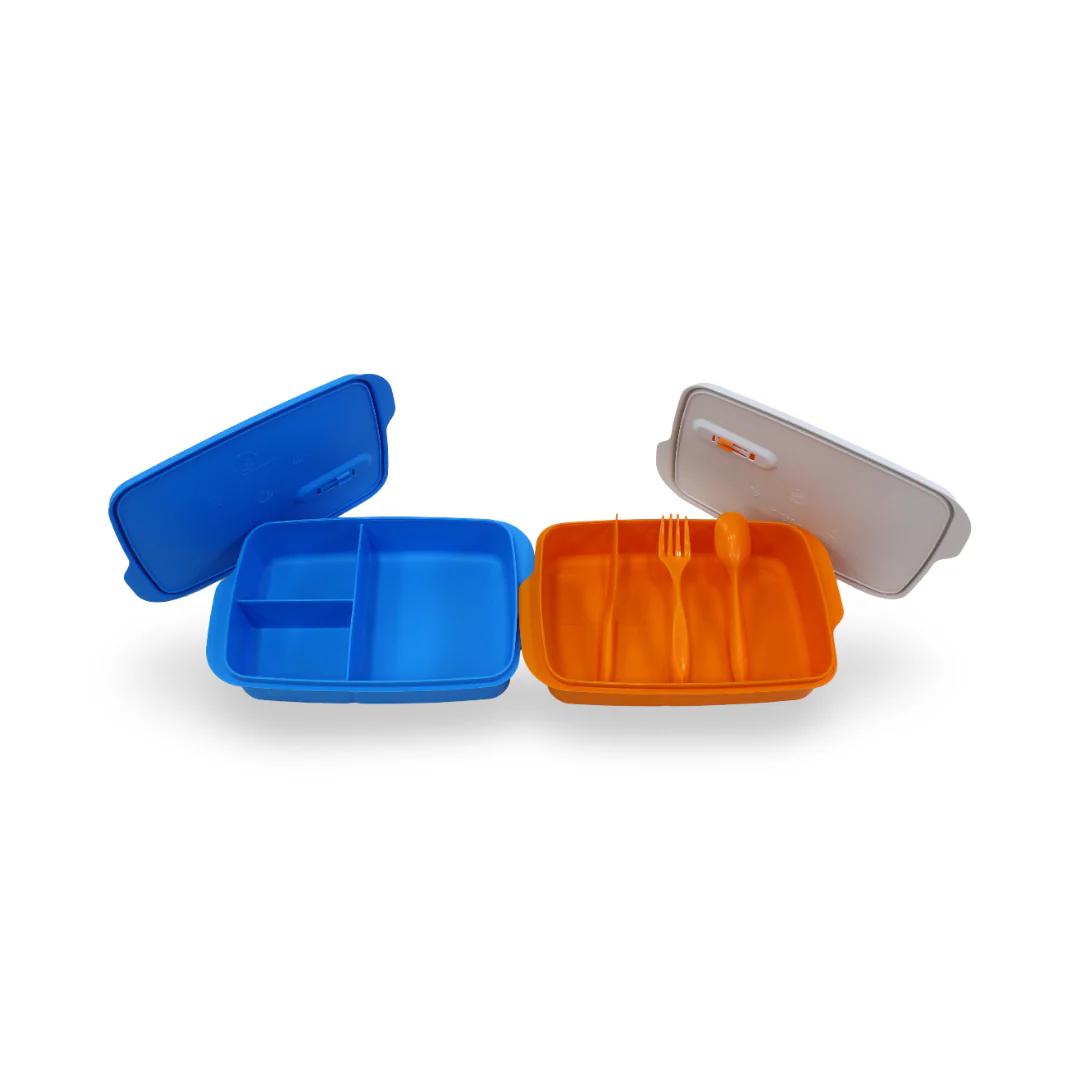 Banana Lunch Box Set 2-Piece 1L – Blue & Orange - Image 2