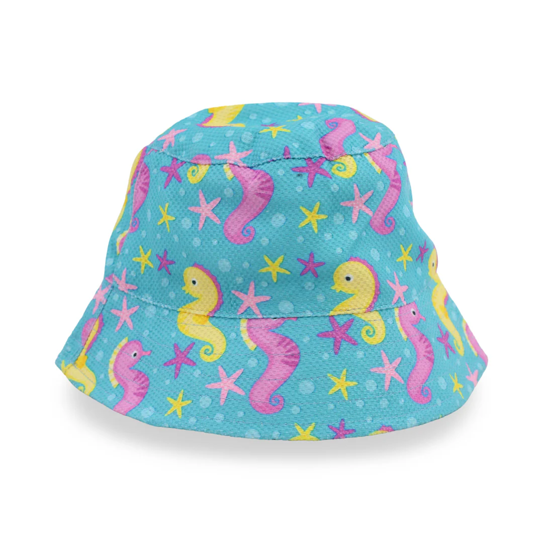 Bucket Hat with Seahorse Print