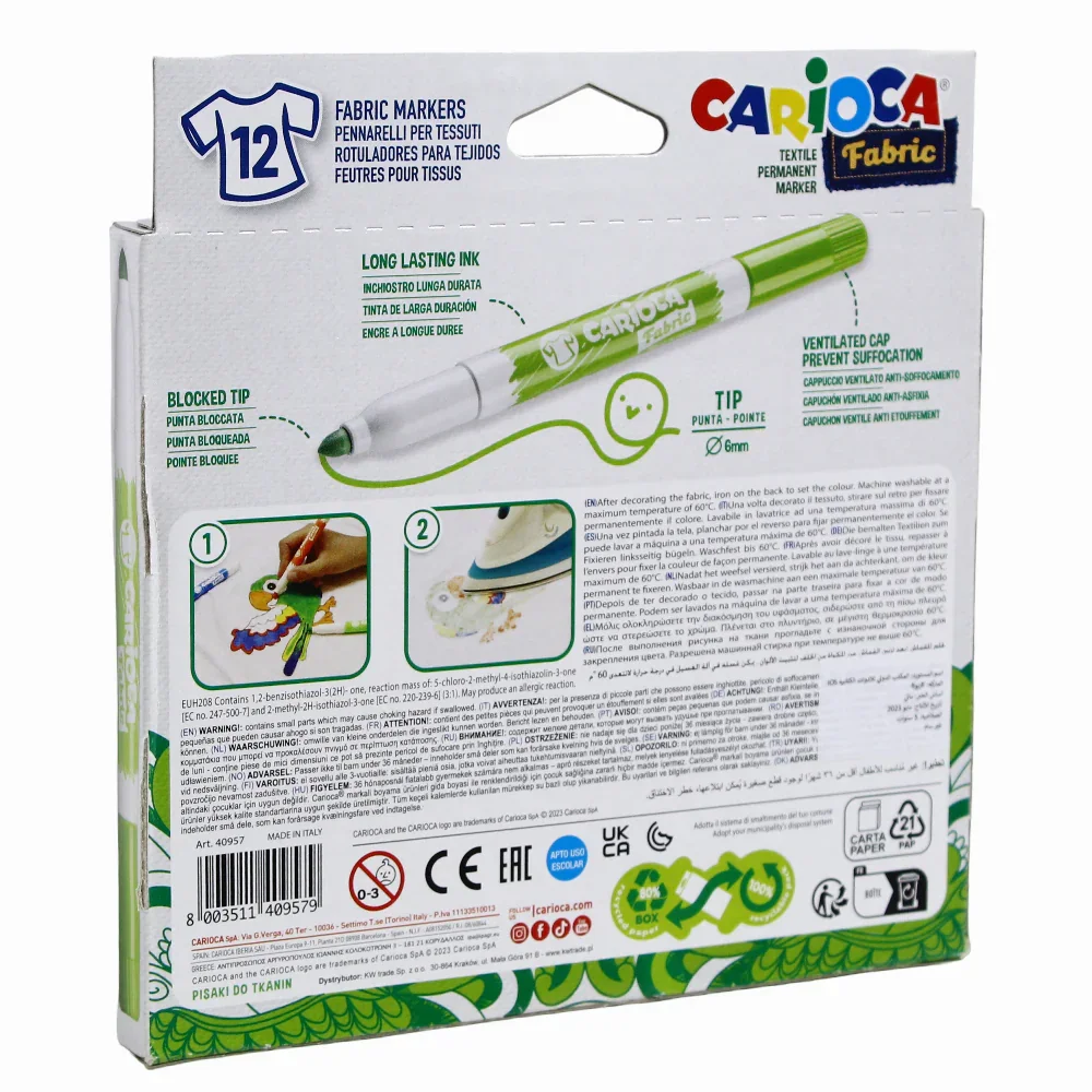 Carioca Fabric Markers – 12 Colors - Image 4