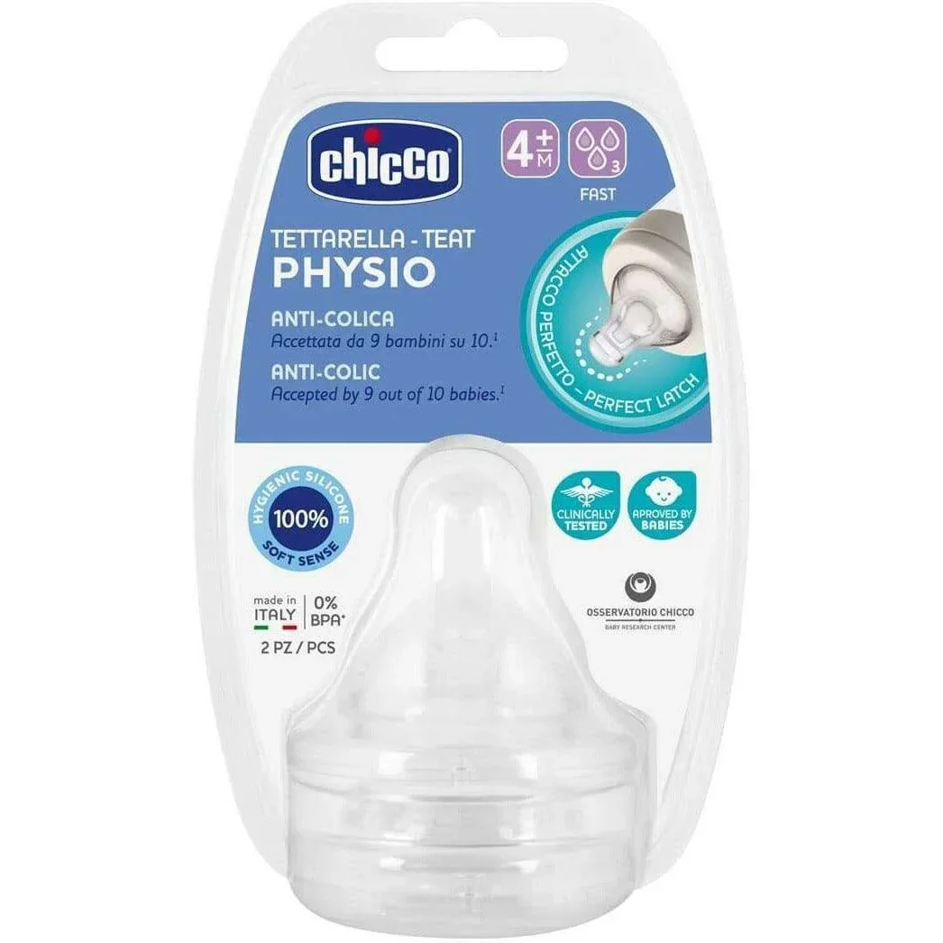 Chicco Perfect-5 Silicone Fast Flow Teat - 2 Pieces - Image 3
