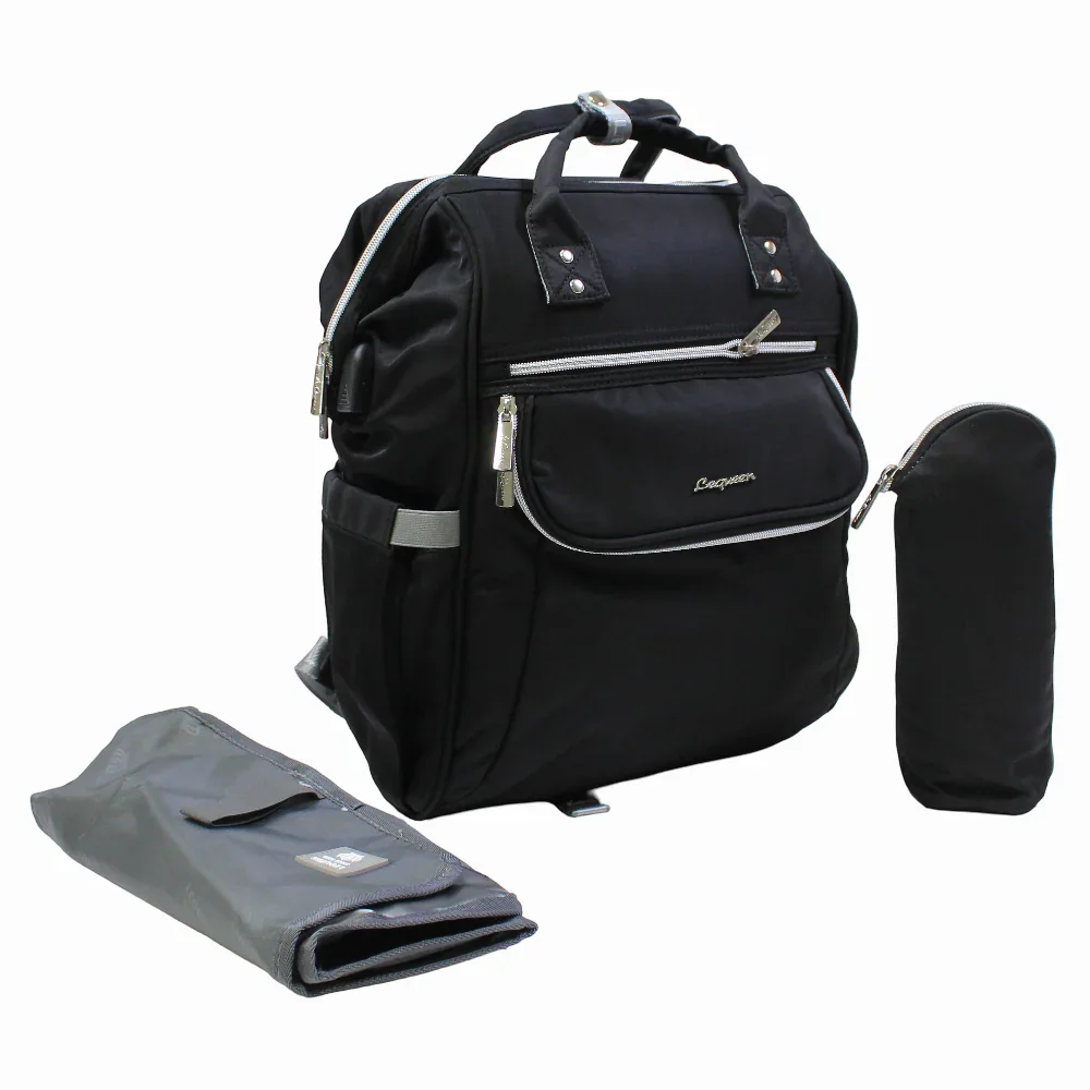 LeQueen Diamond 7th Edition Soft Waterproof Diaper Bag – Black - Image 2