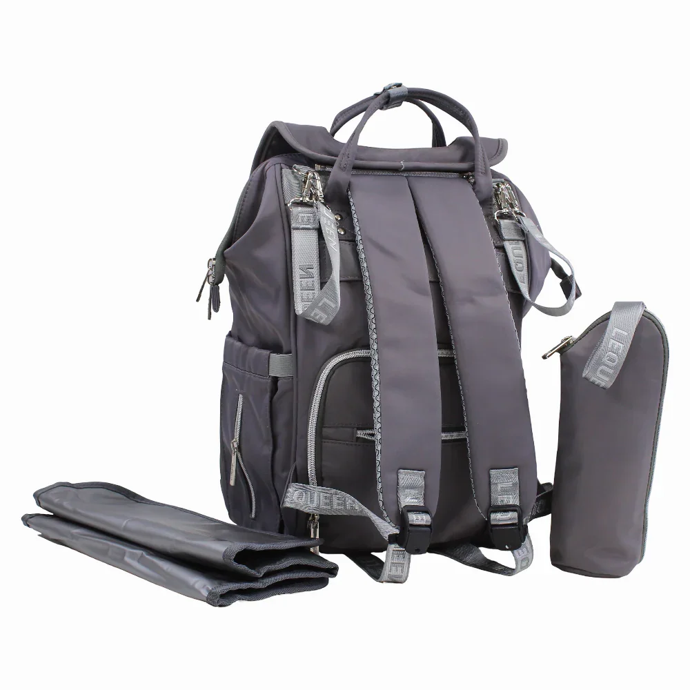 LeQueen Diamond 7th Edition Soft Waterproof Diaper Bag – Grey - Image 3